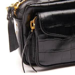 marque pas cher Sac Baby Charly Cuir Embossé Croco Noir, Collaboration Lulli X Claris Virot 12