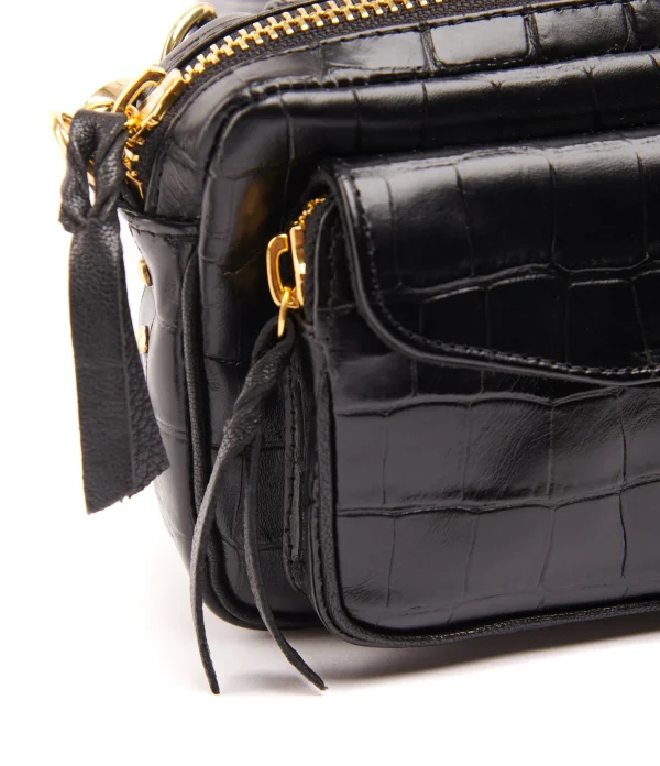 marque pas cher Sac Baby Charly Cuir Embossé Croco Noir, Collaboration Lulli X Claris Virot 4