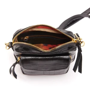 marque pas cher Sac Baby Charly Cuir Embossé Croco Noir, Collaboration Lulli X Claris Virot 14