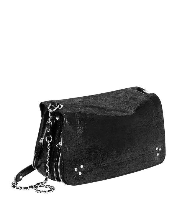 JEROME DREYFUSS Sac Bobi L Cuir Lamé Noir excellent qulity 3