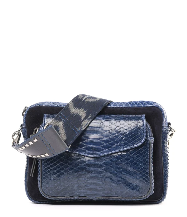 pas cher en vente CLARIS VIROT Sac Big Charly Python Suédé Bleu Cobalt 1