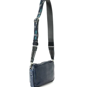 pas cher en vente CLARIS VIROT Sac Big Charly Python Suédé Bleu Cobalt 9