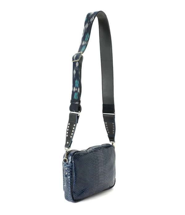 pas cher en vente CLARIS VIROT Sac Big Charly Python Suédé Bleu Cobalt 3