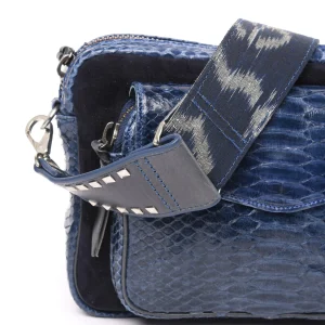 pas cher en vente CLARIS VIROT Sac Big Charly Python Suédé Bleu Cobalt 11