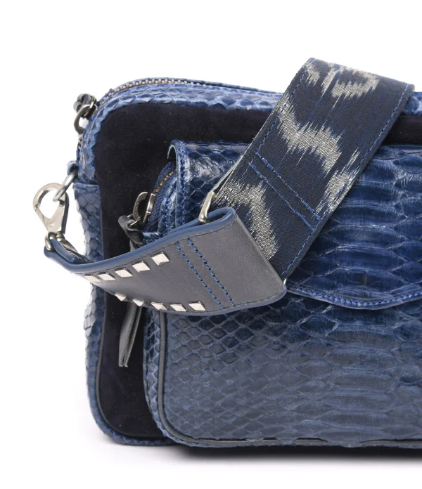 pas cher en vente CLARIS VIROT Sac Big Charly Python Suédé Bleu Cobalt 4