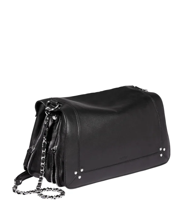 JEROME DREYFUSS Sac Bobi L Cuir Noir Silver soldes 3