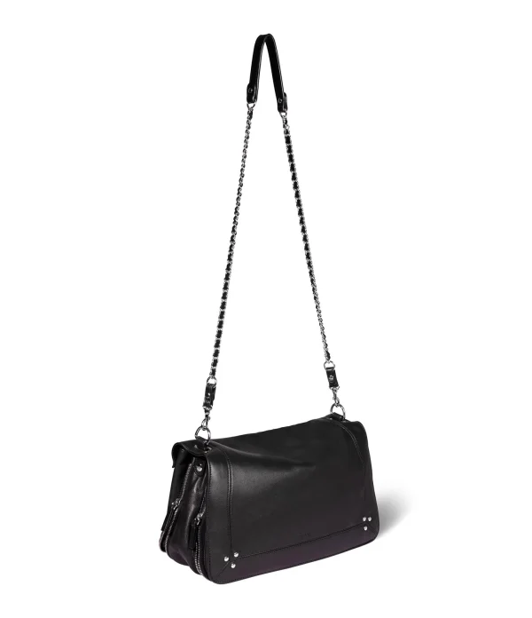 JEROME DREYFUSS Sac Bobi L Cuir Noir Silver soldes 4