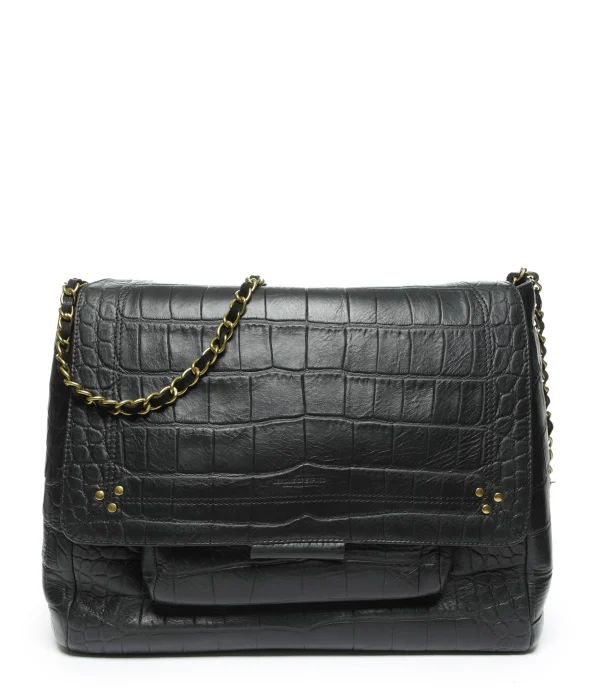 mode JEROME DREYFUSS Sac Lulu XL Cuir Croco Noir 1