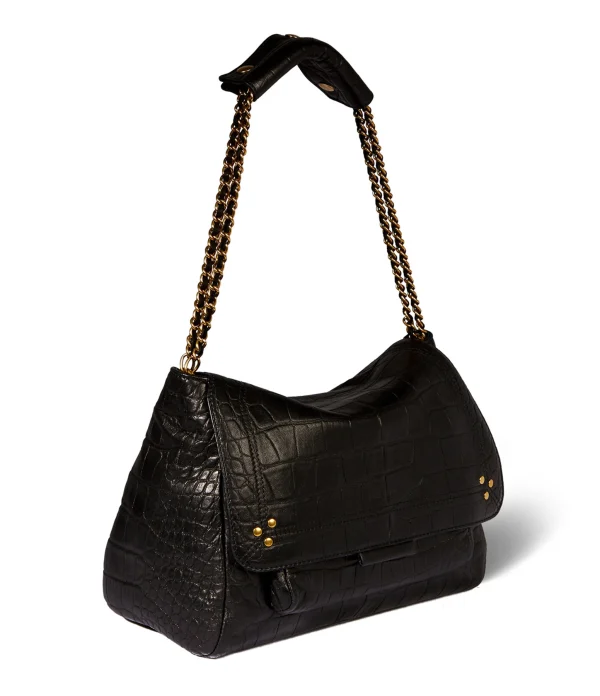 mode JEROME DREYFUSS Sac Lulu XL Cuir Croco Noir 4