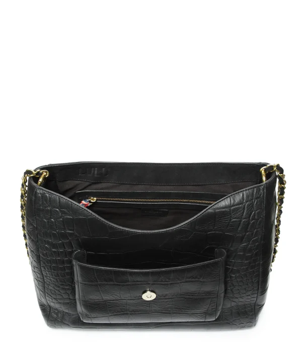 mode JEROME DREYFUSS Sac Lulu XL Cuir Croco Noir 5