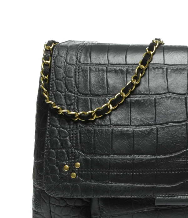 mode JEROME DREYFUSS Sac Lulu XL Cuir Croco Noir 6