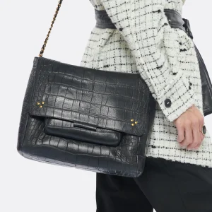 mode JEROME DREYFUSS Sac Lulu XL Cuir Croco Noir 19