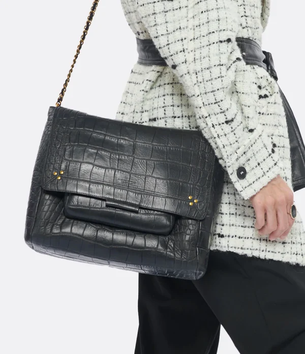 mode JEROME DREYFUSS Sac Lulu XL Cuir Croco Noir 7