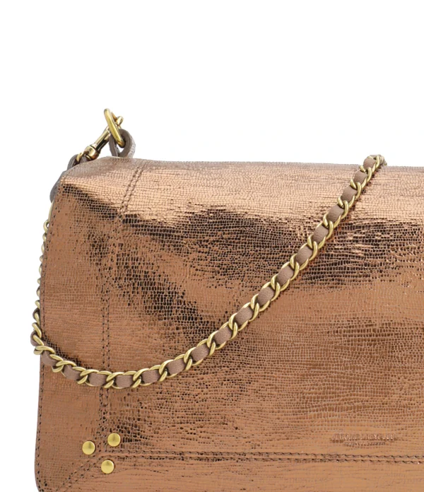 pas cher JEROME DREYFUSS Sac Bobi L Cuir Lamé Bronze 5