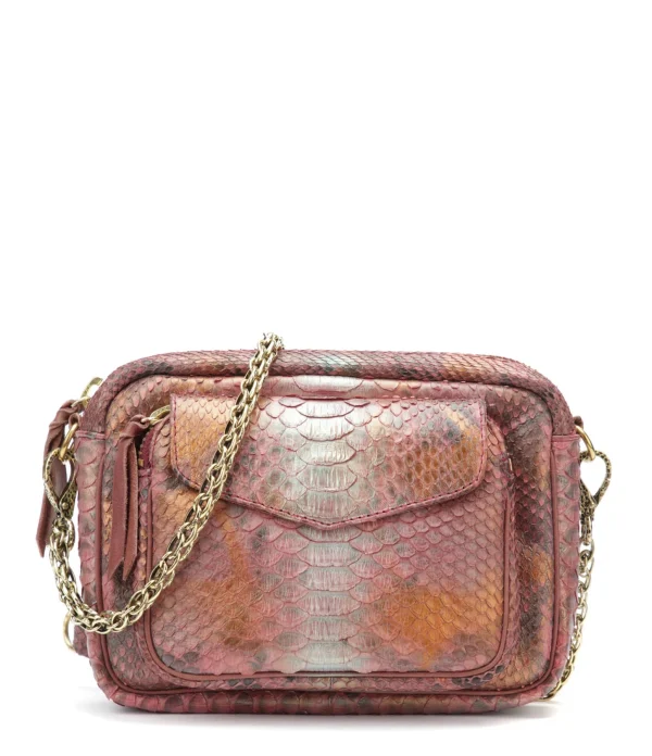 soldes ligne CLARIS VIROT Sac Charly Python Cuivre 1