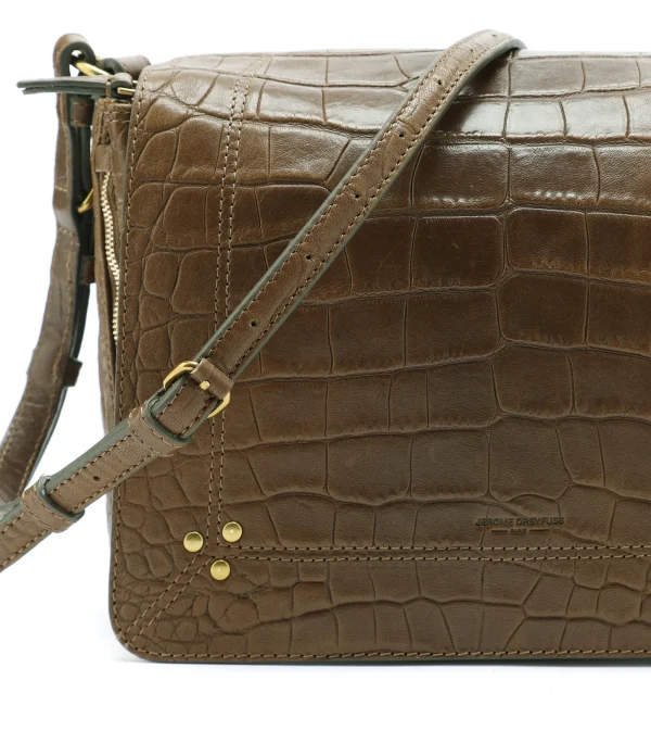 en ligne JEROME DREYFUSS Sac Igor Cuir Croco Kaki 5