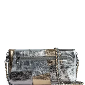 ZADIG & VOLTAIRE Sac Rock Vintage Metal Patchwork Cuir Argenté pas cher en vente 12