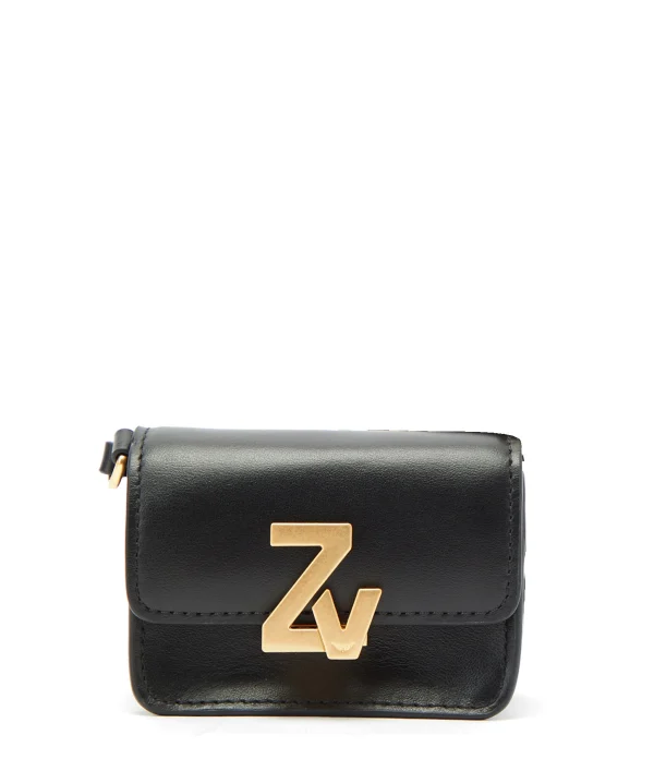 belle ZADIG & VOLTAIRE Mini Sac ZV Initiale Le City Grigri Cuir Noir 1