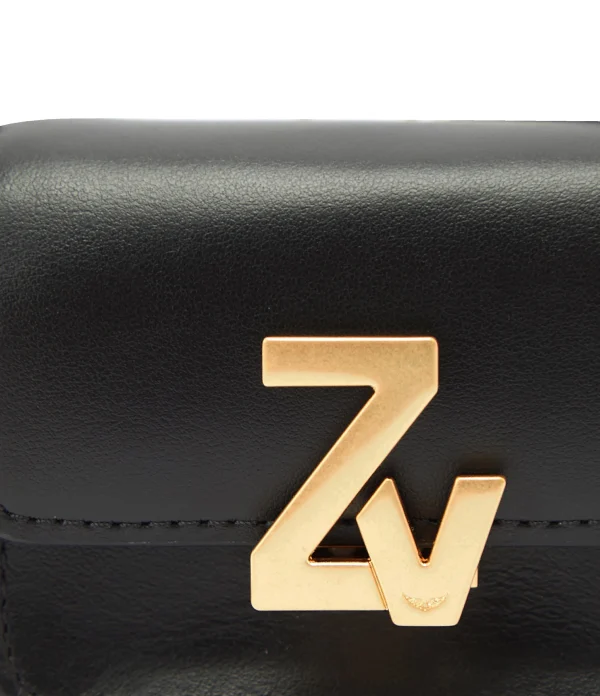 belle ZADIG & VOLTAIRE Mini Sac ZV Initiale Le City Grigri Cuir Noir 5