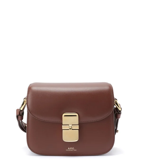 A.P.C. Sac Grace Mini Cuir Lisse Noisette pas cher 1