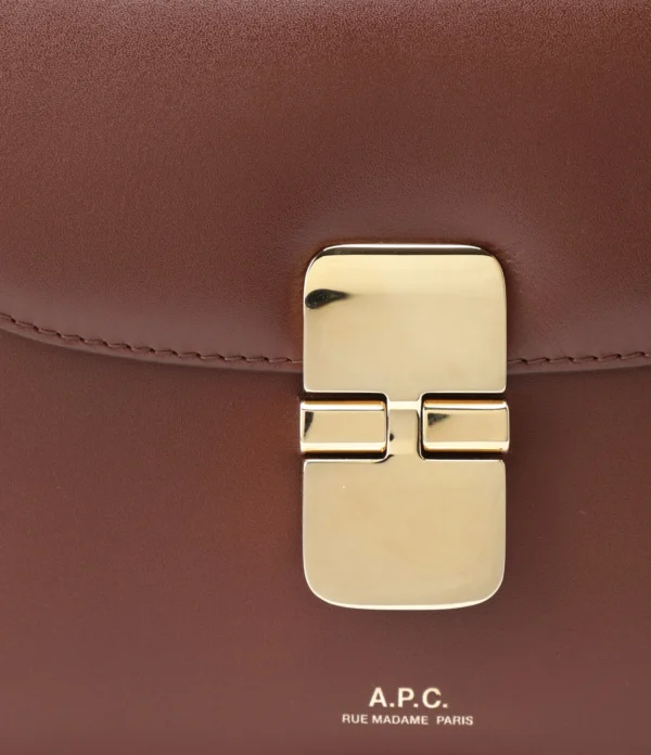 A.P.C. Sac Grace Mini Cuir Lisse Noisette pas cher 5