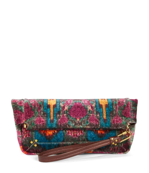 JEROME DREYFUSS Pochette Clic Clac L Soft Velours Imprimé Ikat, Capsule Velours grande qualité 1