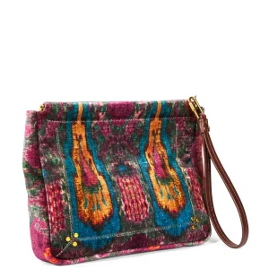 JEROME DREYFUSS Pochette Clic Clac L Soft Velours Imprimé Ikat, Capsule Velours grande qualité 9