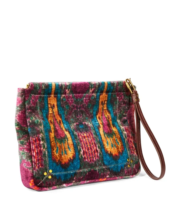 JEROME DREYFUSS Pochette Clic Clac L Soft Velours Imprimé Ikat, Capsule Velours grande qualité 3