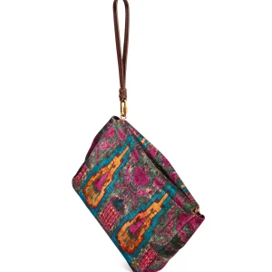 JEROME DREYFUSS Pochette Clic Clac L Soft Velours Imprimé Ikat, Capsule Velours grande qualité 11