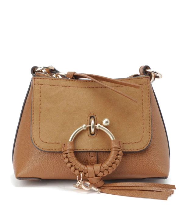 SEE BY CHLOE Sac Joan Mini Double Cuir Caramel marque pas cher en ligne 1