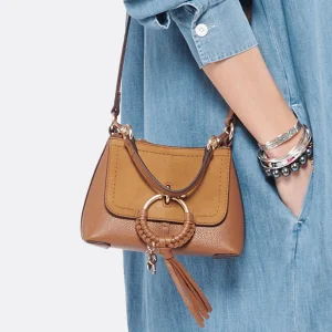 SEE BY CHLOE Sac Joan Mini Double Cuir Caramel marque pas cher en ligne 16