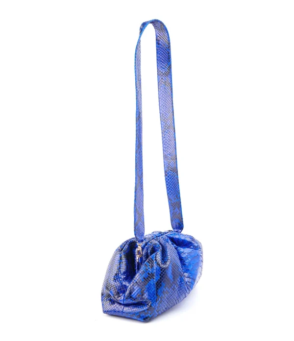 SISTA PARIS Sac Big Uniq Cuir Souple Python Bleu Large choix en ligne 3