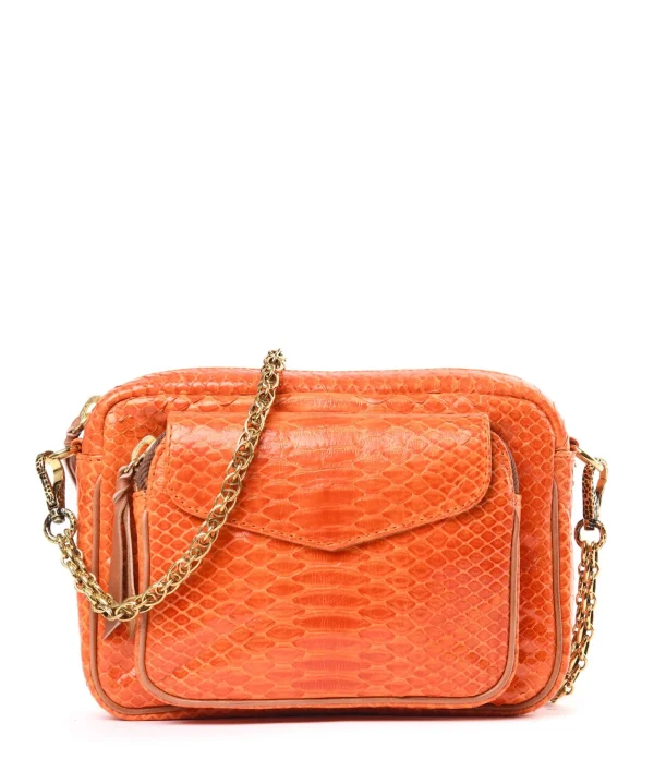 magasin pour CLARIS VIROT Sac Charly Python Orange 1