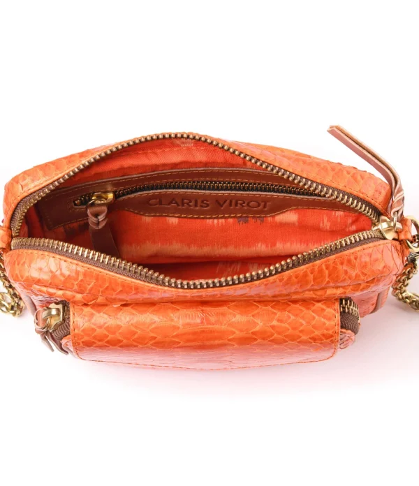 magasin pour CLARIS VIROT Sac Charly Python Orange 4