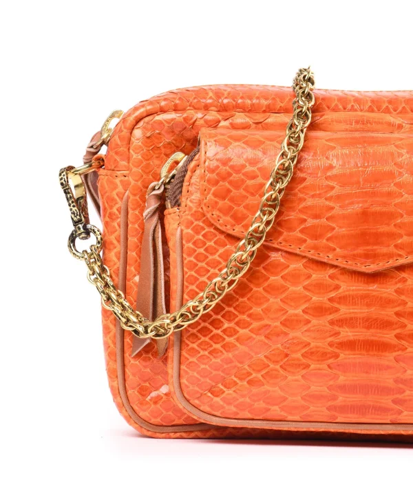 magasin pour CLARIS VIROT Sac Charly Python Orange 5