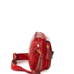 SOLDES TOUT À CLARIS VIROT Sac Jumbo Charly Bandoulière Python Lézard Rouge 11