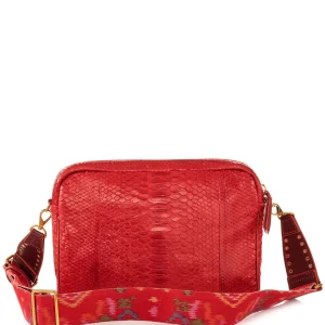 SOLDES TOUT À CLARIS VIROT Sac Jumbo Charly Bandoulière Python Lézard Rouge 13