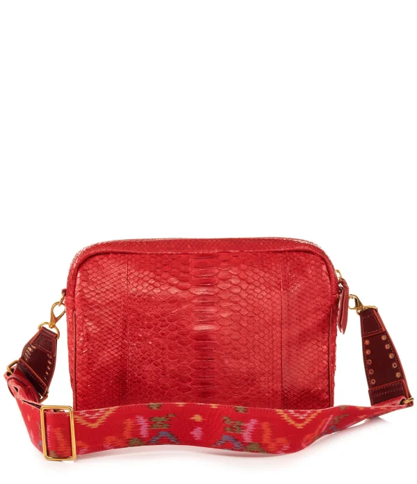 SOLDES TOUT À CLARIS VIROT Sac Jumbo Charly Bandoulière Python Lézard Rouge 4