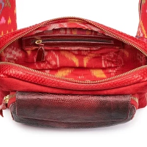 SOLDES TOUT À CLARIS VIROT Sac Jumbo Charly Bandoulière Python Lézard Rouge 15