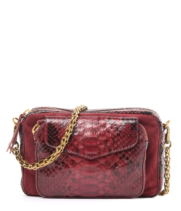 CLARIS VIROT Sac Charly Python Bordeaux Suédé Boutique officielle 1