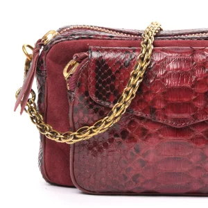 CLARIS VIROT Sac Charly Python Bordeaux Suédé Boutique officielle 11