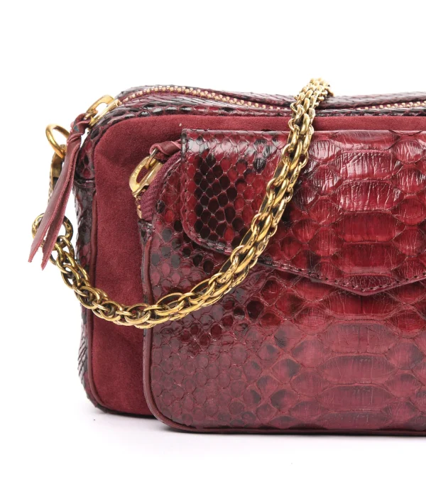 CLARIS VIROT Sac Charly Python Bordeaux Suédé Boutique officielle 4