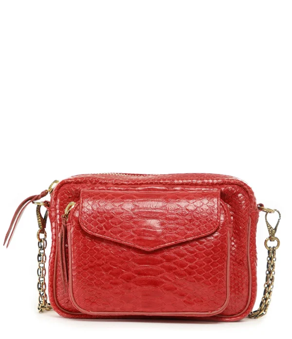 france CLARIS VIROT Sac Big Charly Python Rouge 1