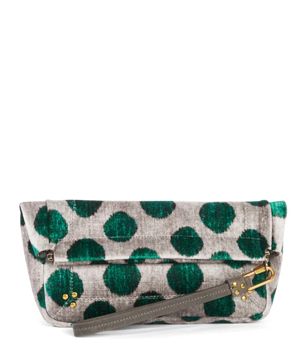 JEROME DREYFUSS Pochette Clic Clac L Soft Velours Imprimé Pois, Capsule Velours marque pas cher 1