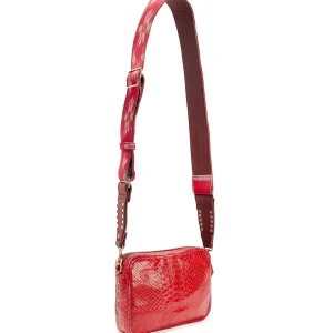 vente luxe pas cher CLARIS VIROT Sac Charly Bandoulière Python Rouge 10