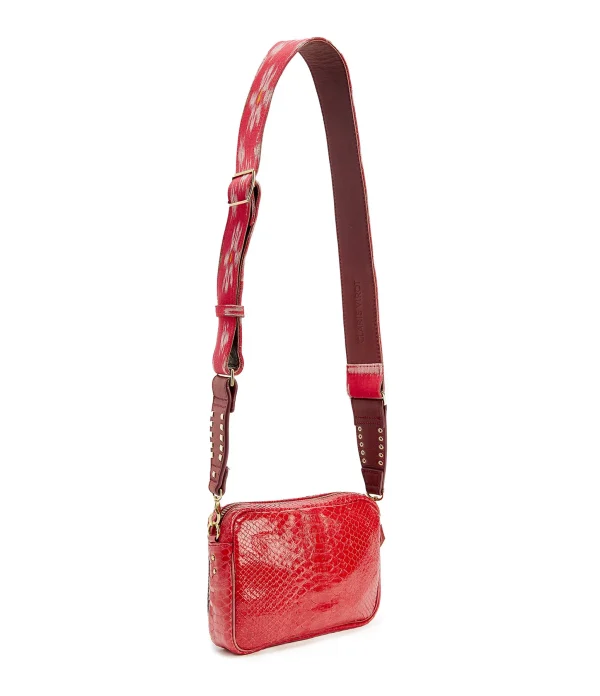 vente luxe pas cher CLARIS VIROT Sac Charly Bandoulière Python Rouge 3