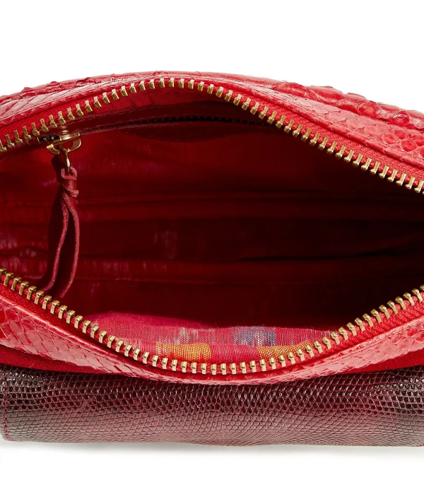 vente luxe pas cher CLARIS VIROT Sac Charly Bandoulière Python Rouge 4