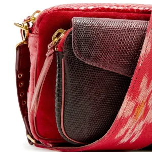 vente luxe pas cher CLARIS VIROT Sac Charly Bandoulière Python Rouge 14