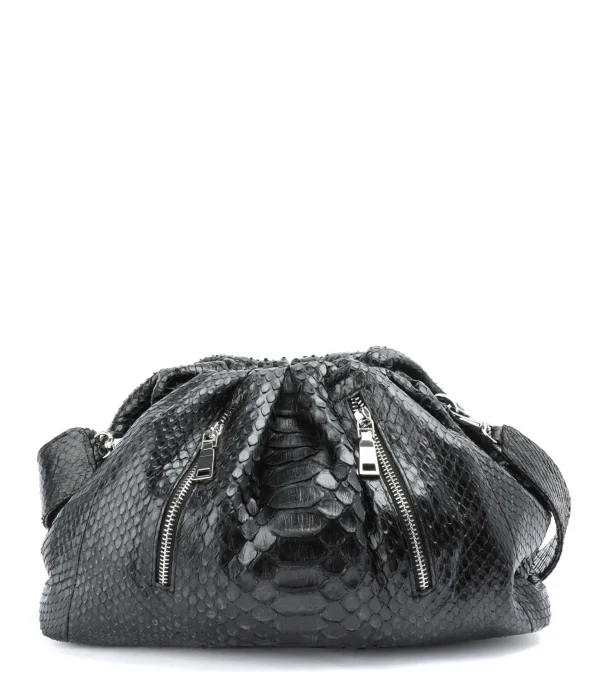 SISTA PARIS Sac Big Uniq Cuir Souple Python Zip Noir soldes ligne 1