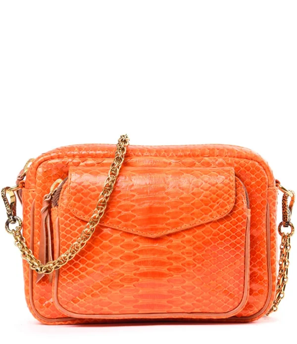 soldes en ligne CLARIS VIROT Sac Big Charly Python Orange 1